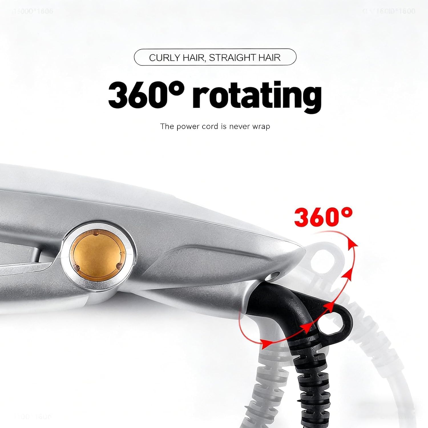 Rotating Curling Iron Fast Heat Hair Straightener & Curler, 3-Temp Adjustable Curling Wand for All Hair Types Travel Styling Tool