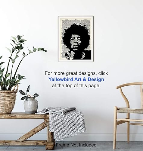 Miniatura 5 de Jimi Hendrix Upcycled Dictionary Wall Art Print  Foto vintage de 8 x 10 pulgadas sin marco, regalo para música rock n roll de los años 60, fanáticos