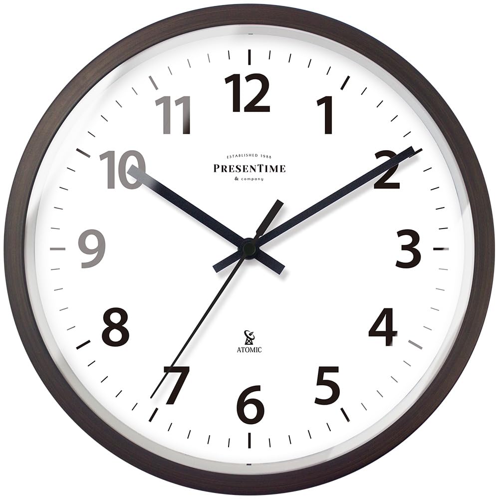 Presentime & Co 12" Atomic Wall Clock, Silent no Ticking, Automatically Sets Itself and Adjust to Daylight Saving Time by WWVB - Oil Rubbed Bronze