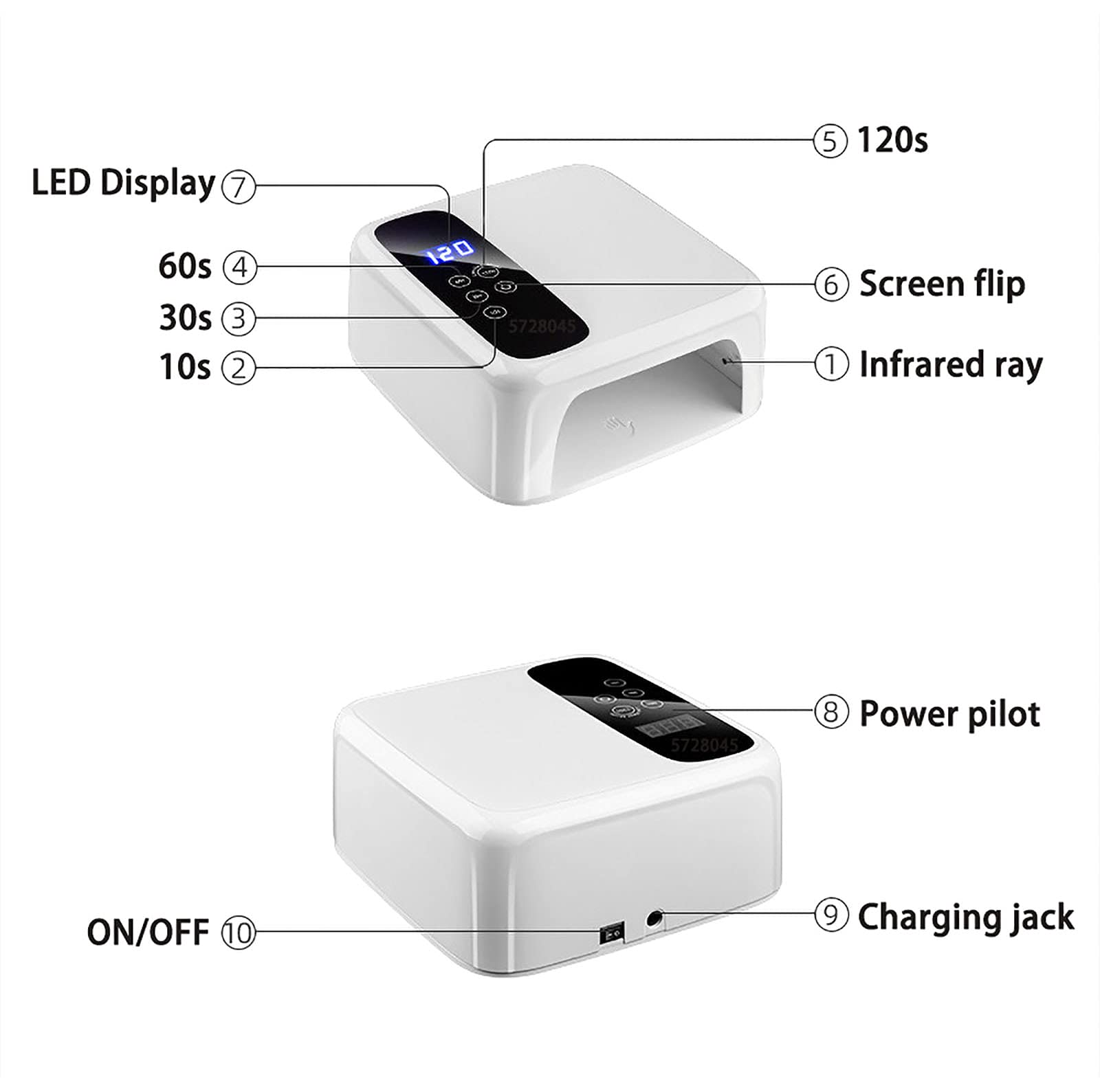 Lampada UV per Unghie a LED 72W Ricaricabile 15600mAH Lampada Arricciacapelli per Smalto Professionale per Unghie in Gel per Tutti Gli Smalti per Unghie in Gel con Guanti Anti-UV