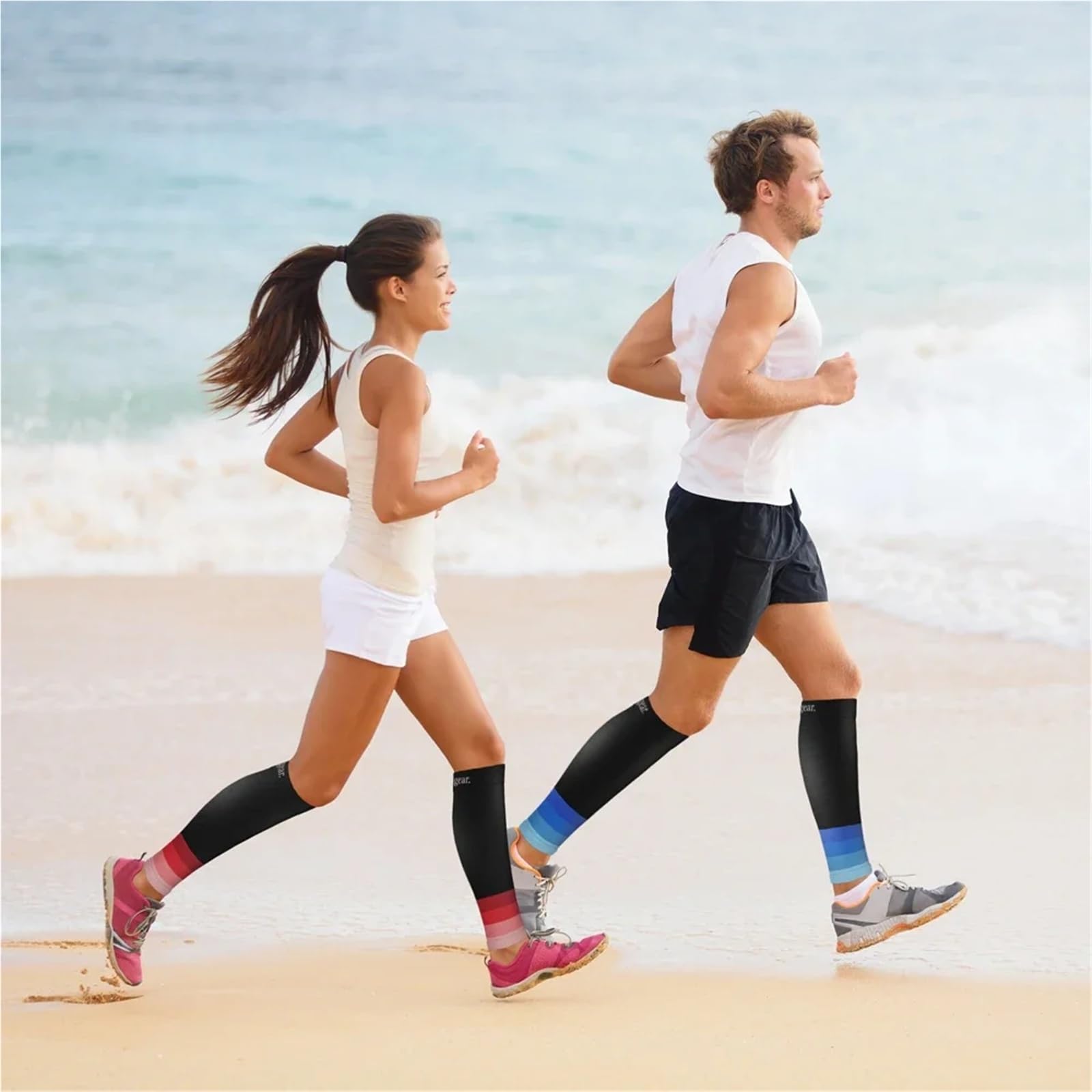Rodillera Compresion 1 par de pantorrilleras compresión deportivas for hombre y mujer (20-30 mmHg) - Calcetines sin pie