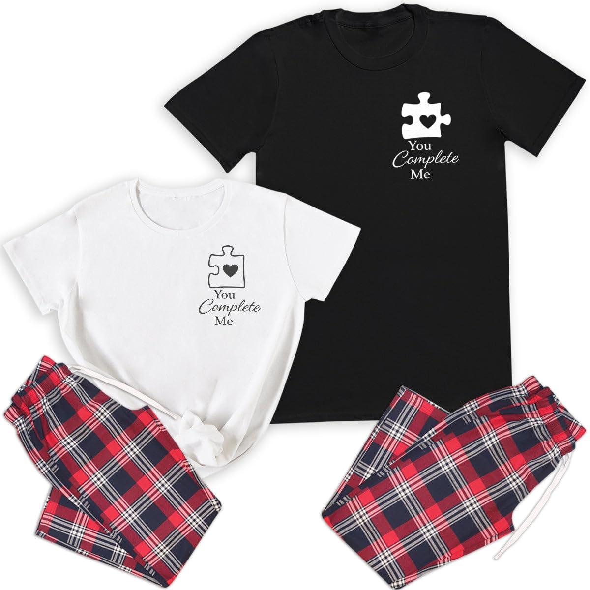 The Gift Project Unisex Black You Complete Me - Create Matching Pyjamas - Top & Tartan Pj Bottoms - (Sold Separately)