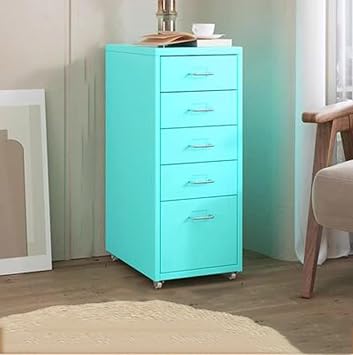 Metal Rolling File Cabinet,Drawer Mobile File Cabinet with Lock Casters,Vertical Filling Cabinet On Wheels,Under Desk Metal Locker Cabinet Mobile Printer Stand with Blue 27 * 16 * 11inch