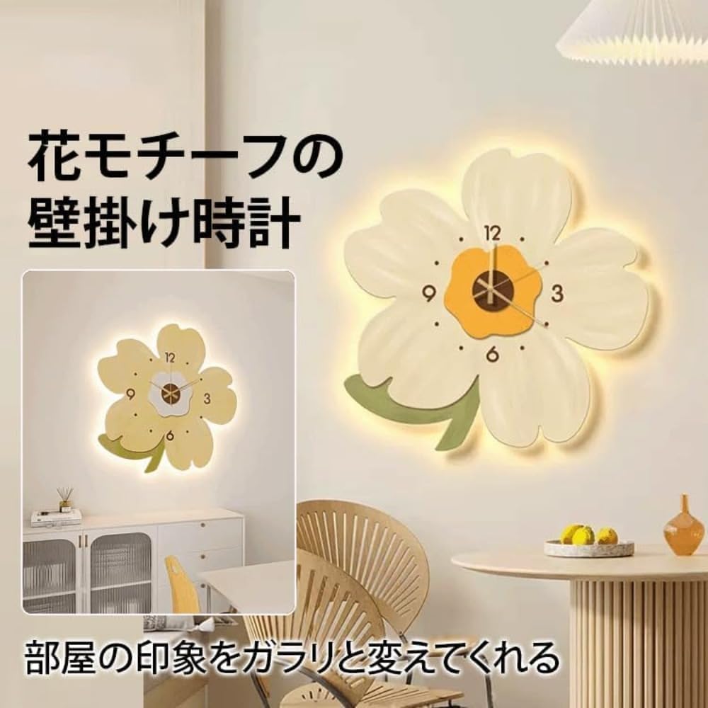 Amazon.co.jp: 掛け時計 花の形 8mm超薄型 ガラスパネル おしゃれ