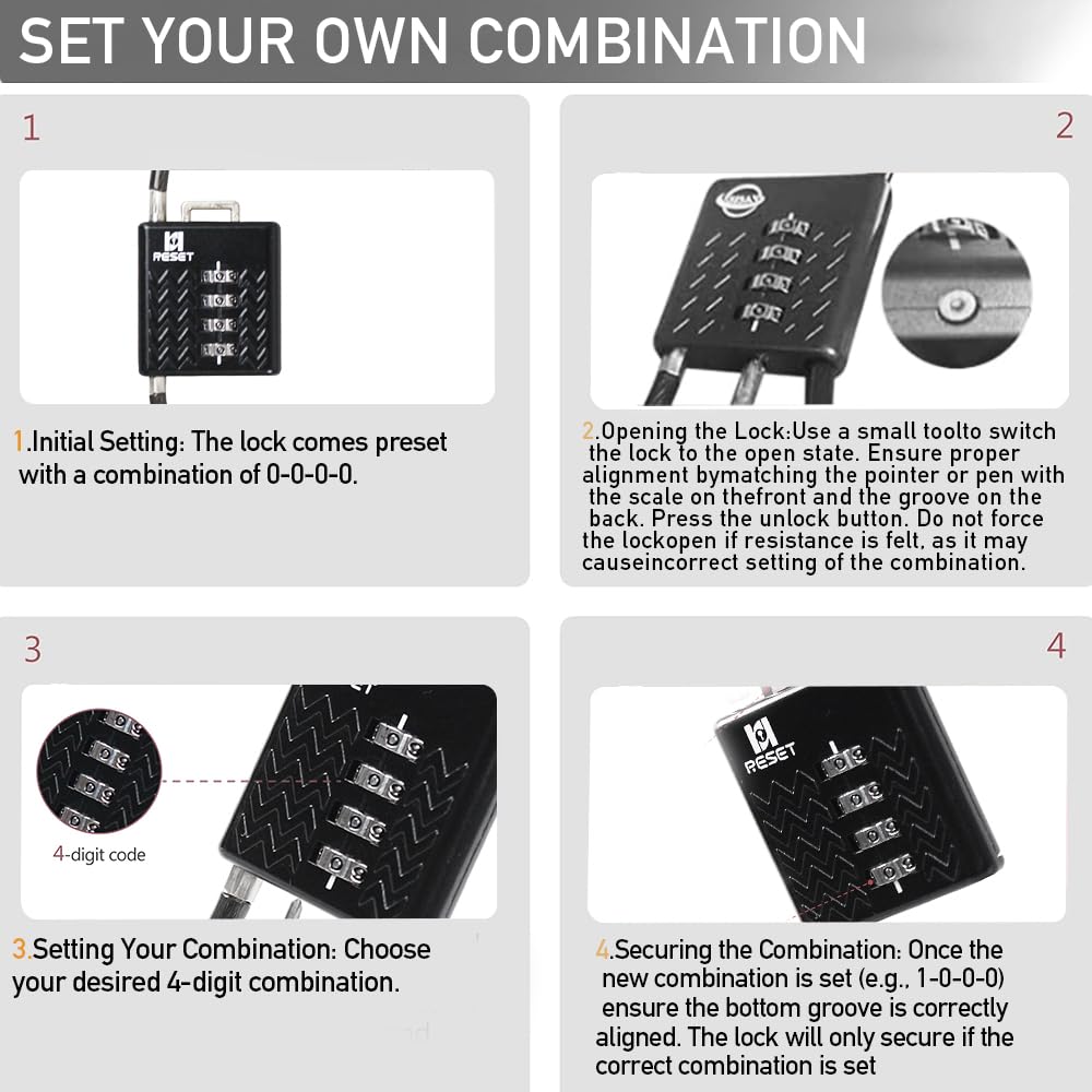 Amazon | RESET-STS 4桁コンビネーション南京錠 80cm (31.5インチ