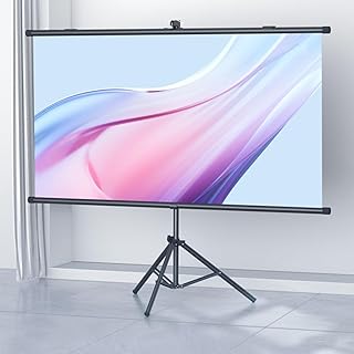 Pantalla De Proyección con Soporte, Pantalla De Cine Móvil, Pantalla De Proyección Retráctil, Montaje En Pared O Techo, Ideal For Casa, Oficina, Cine, TV(60"(16:9))