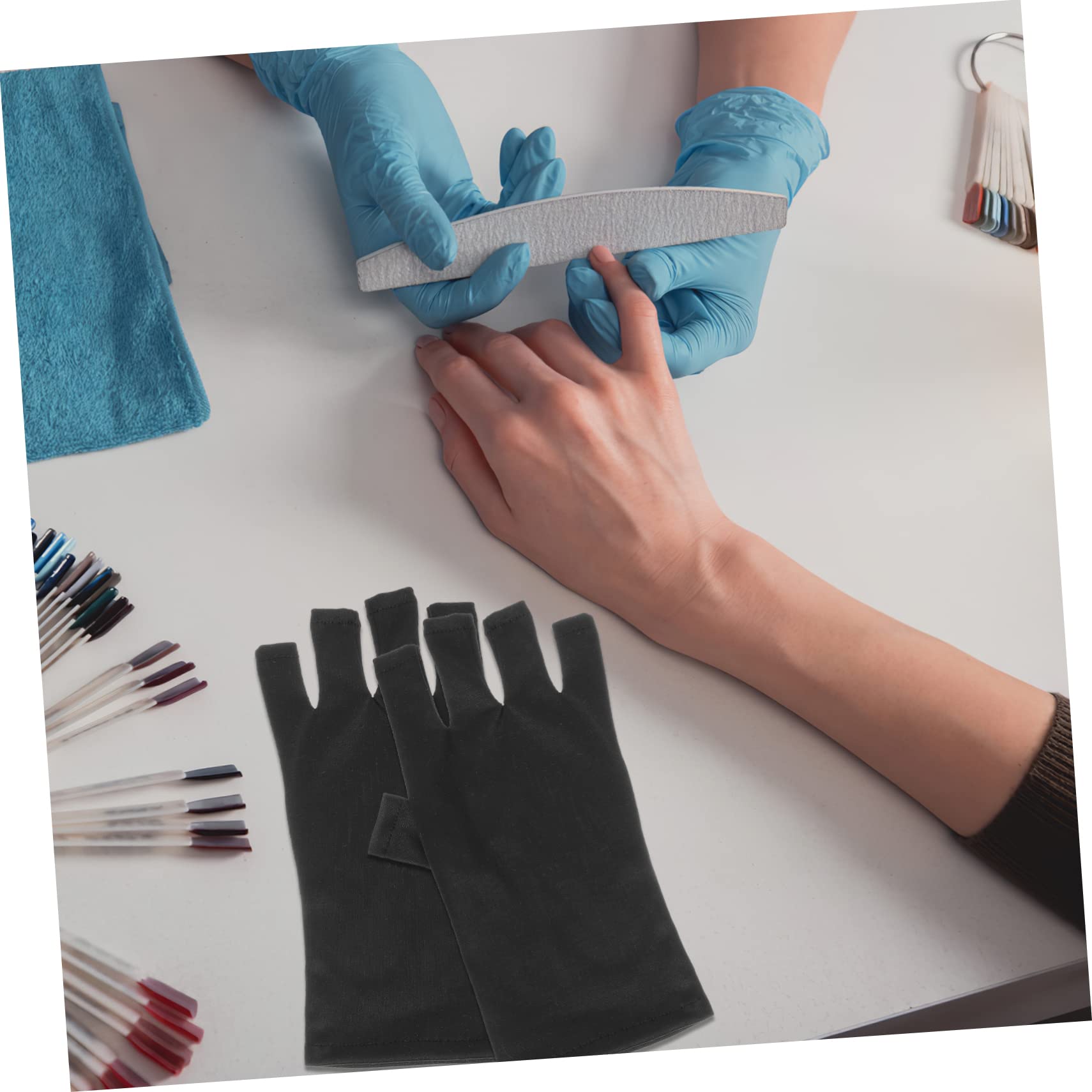 Healeved 8pares Guantes De Manicura Anti-uv Protección Para Manos Dedo Descubierto Reutilizables y Transpirables
