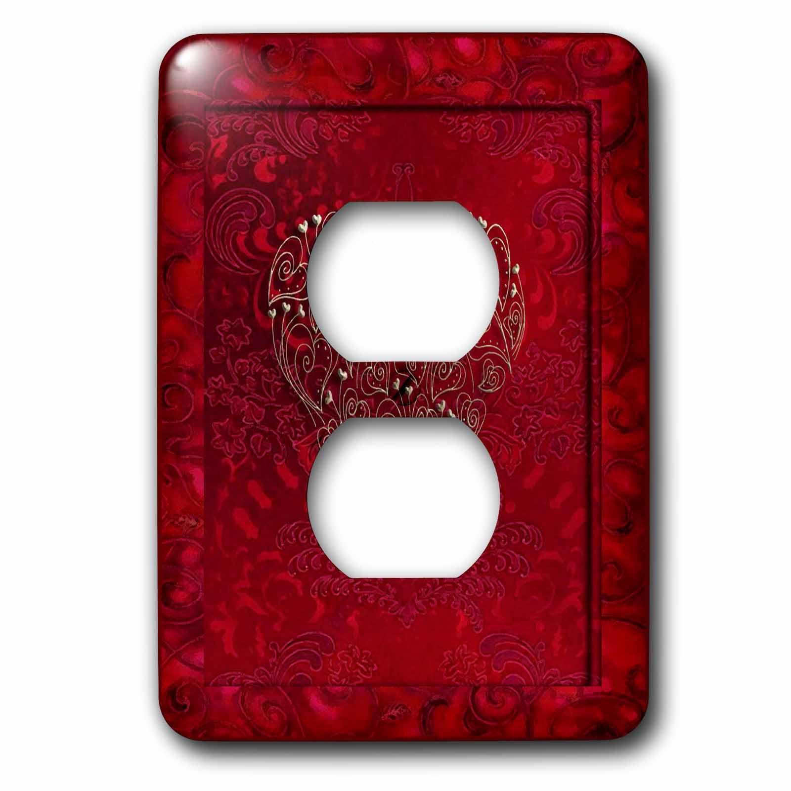 Coeurs dorés 3dRose lsp_17466_6 interrupteur luxe rouge écarlate brillant