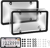 Ulycon 2-Pack Clear Transparent License Plate Covers & Frames, Unbreakable ABS Grey Holders, Universal Fit US Plates w/ Screws & Caps