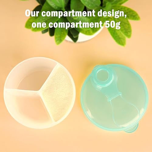 Miniatura 4 de Accmor Dispensador de fórmula para bebés sobre la marcha, contenedor de fórmula para llevar, dispensador giratorio de fórmula de tres compartimentos