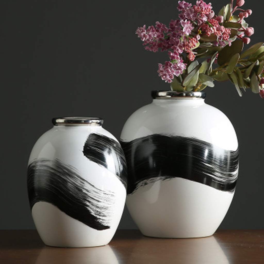 Wazon czarno -białego wzoru, wewnętrzny dekoracja wazonu ceramiczna próbka pomieszczenia na badanie i ozdoby Dekoracja domu, VIT, 285 * 345 cm
