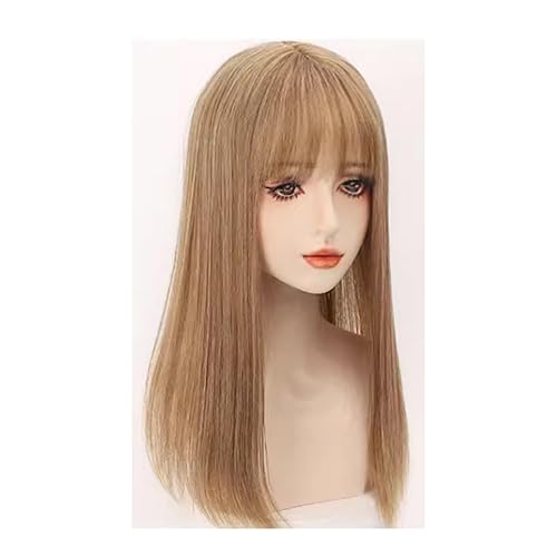 Miniatura 10 de SAFWEL Toppers invisibles de cabello humano para mujer, con clip, con flequillo, cabello lacio para volumen de cabello, uso diario (color rojo)