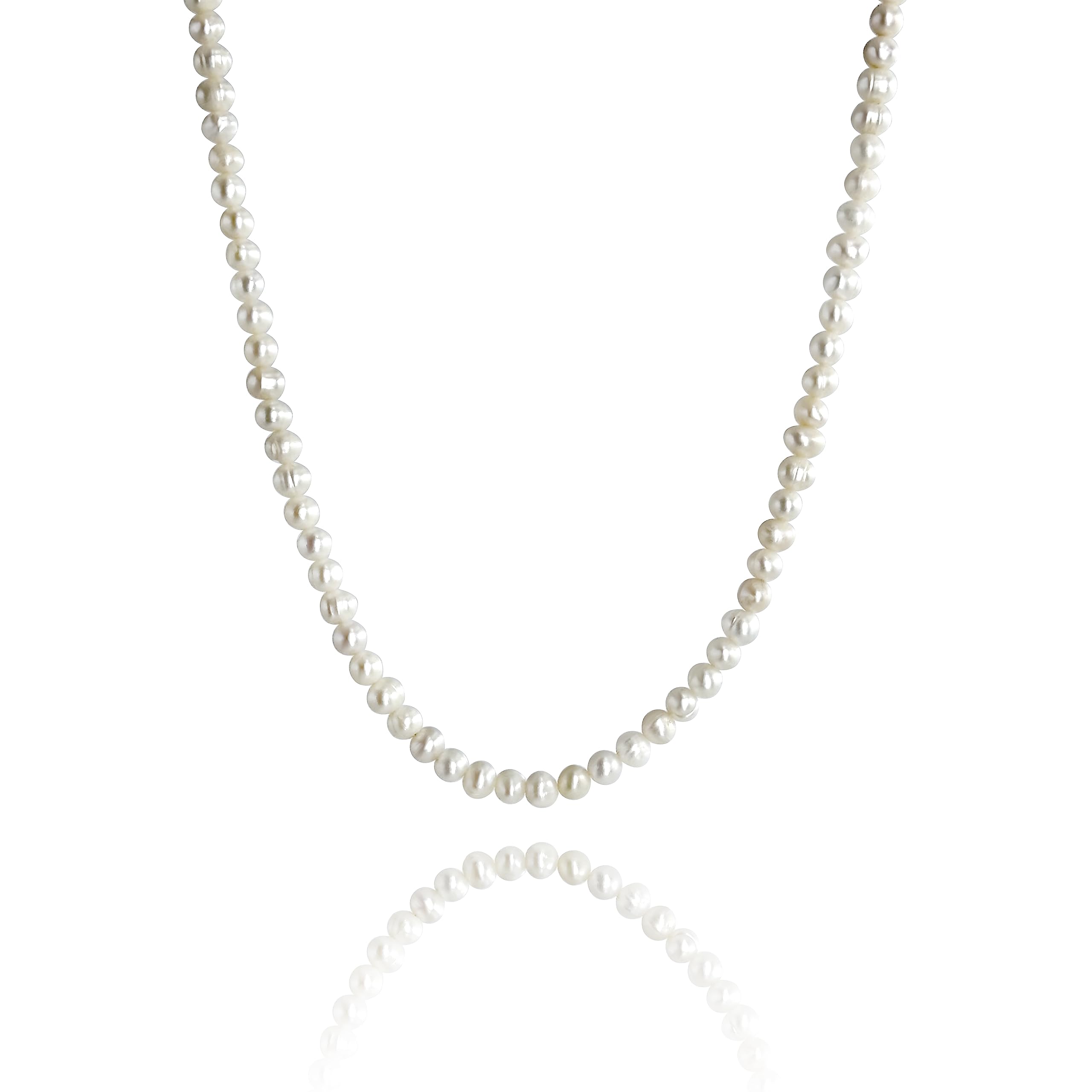 Süßwasserperlen Halskette Herren Streetwear Schmuck Sommer Accessoire, 45cm-50cm verstellbare Länge, 5-6mm Perlen Größe