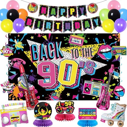 Holkcog 90s Party Decorations, 90’s Theme Birthday Party Decorati...