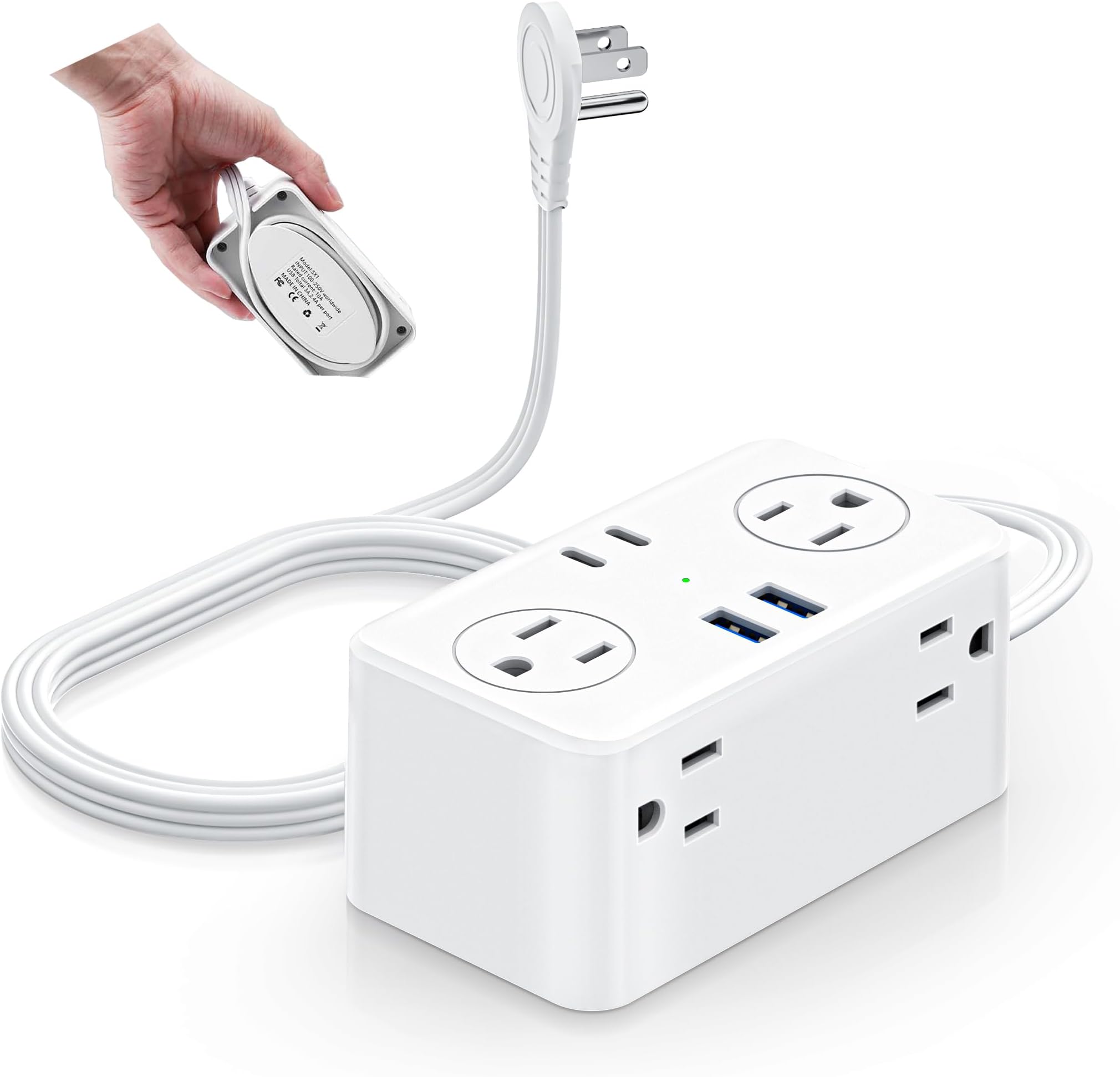 Travel Power Strip with USB Ports (3.0A), Ultra Flat Plug