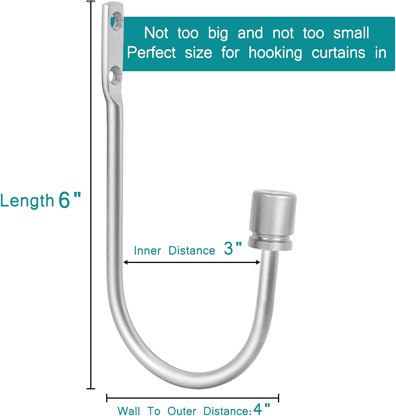 8 Pack Curtain Holdbacks, Curtain Hooks for Drapes Window Drapery, Wall Mounted Curtain Holders Curtain Tieback Hooks, Brushed Nickel Curtain Pull Backs