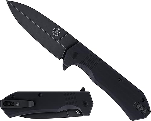 Miniatura 10 de Off-Grid Knives - Cuchillo plegable Stinger XL con hoja de punta de lanza, acero de 60.6in, escala G10, clip de transporte profundo (Coyote)