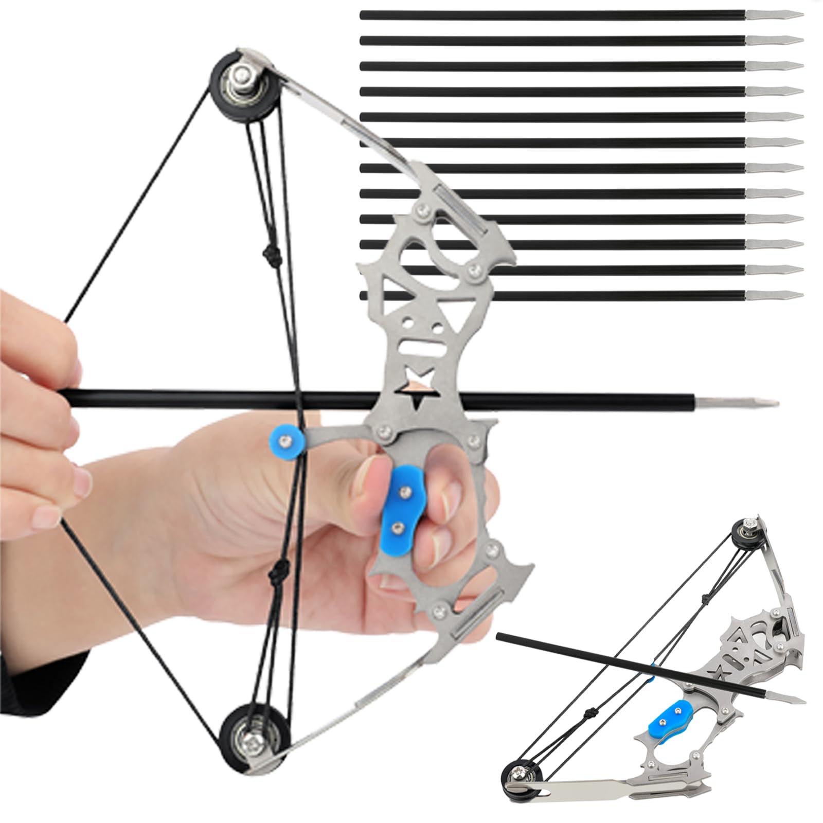 Archery Bow Set Hunting Compound Bow Left and Right Hand Metal Material Catapult RH/LH for Practice Archery (large size)