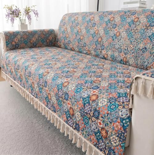 Image of Story@Home Velvet Sofa Cover 5 Seater Fully Covered | Sofa Cover 3 1 1 Seater Full Set - Sofa Mat with Sofa Back Covers and ArmRest Covers | Specially for 3+1+1 Configuration - Multicolored