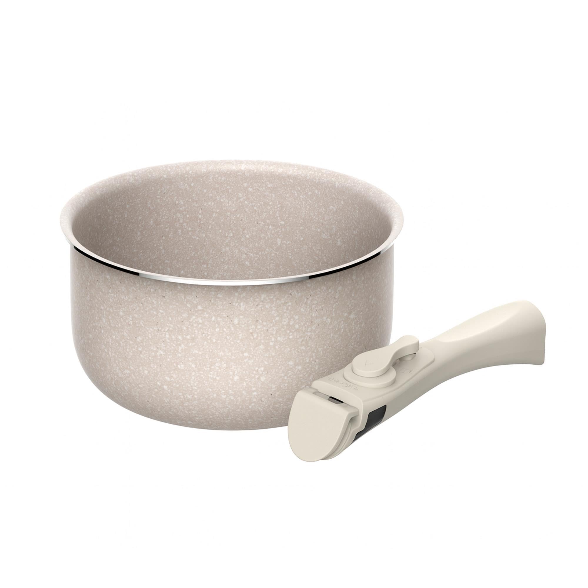 Juego de 3 Cacerolas Ø16Ø18Ø20cm en aluminio prensado con revestimiento ILAG + Mango extraíble Click&Cook, Apto inducción, antiadherentes, sin PFOA, apto lavavajillas y horno
