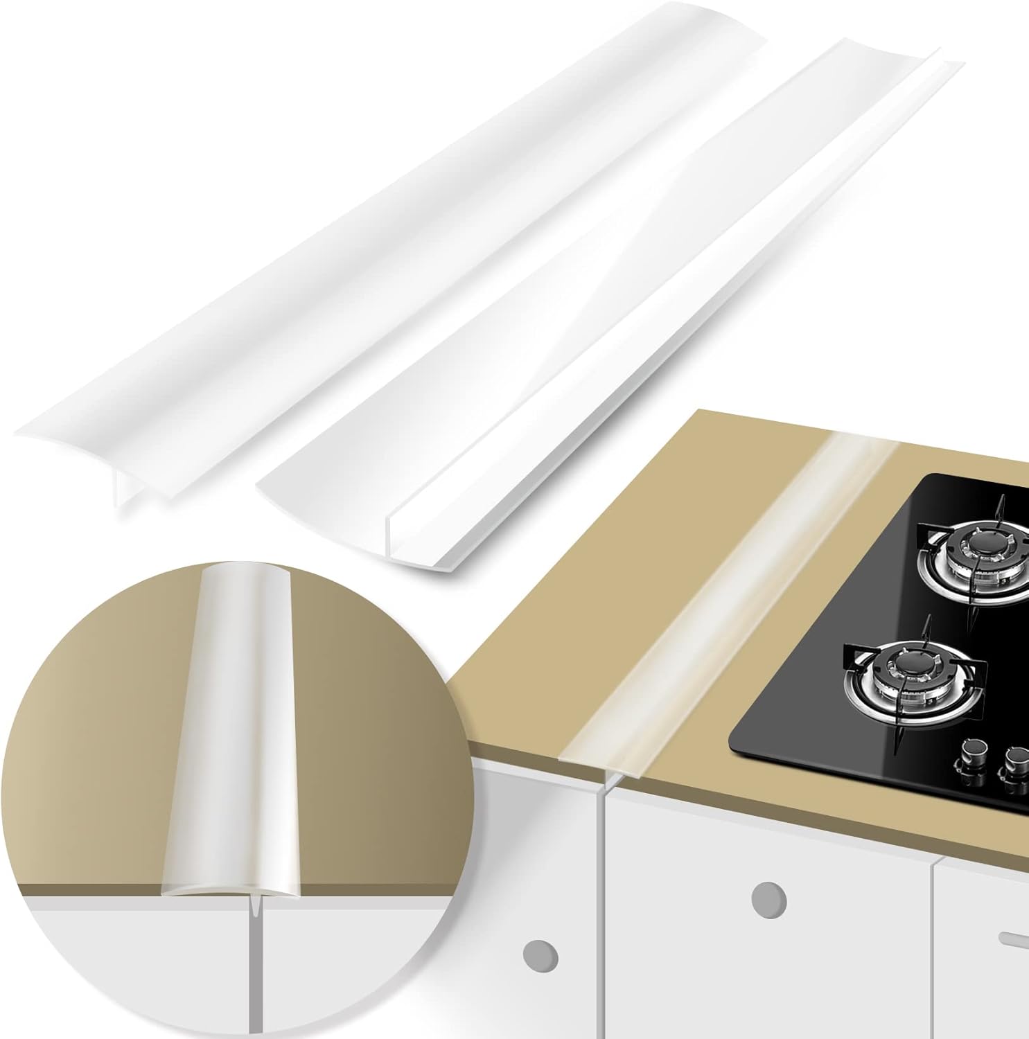 Gap Filler for Stove and Counter, Kitchen Stove Counter Gap Cover Silicone Gap Cover Between Stove and Counter 25 Inches Heat Resistant Cover Easy Clean Semi Transparent: Home & Kitchen