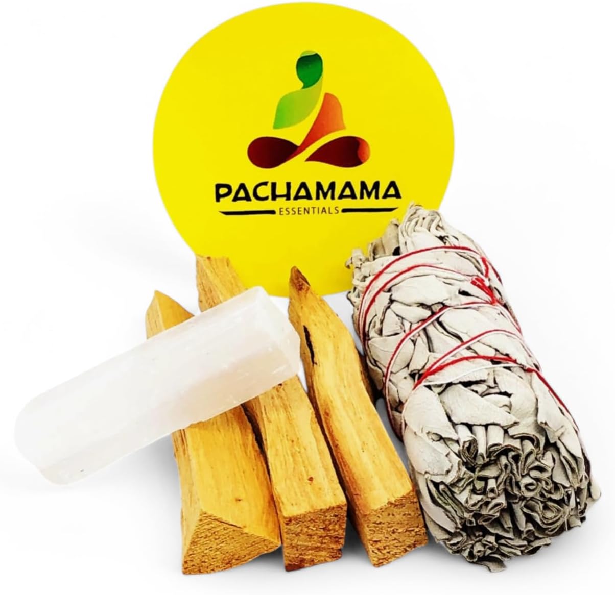 Organic White Sage (Salvia Apiana), Palo Santo (Holly Wood) & Selenite Stick. Healing kit palo Santo Sticks Smudge kit