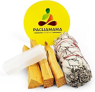 Organic White Sage (Salvia Apiana), Palo Santo (Holly Wood) & Selenite Stick. Healing kit palo Santo Sticks Smudge kit