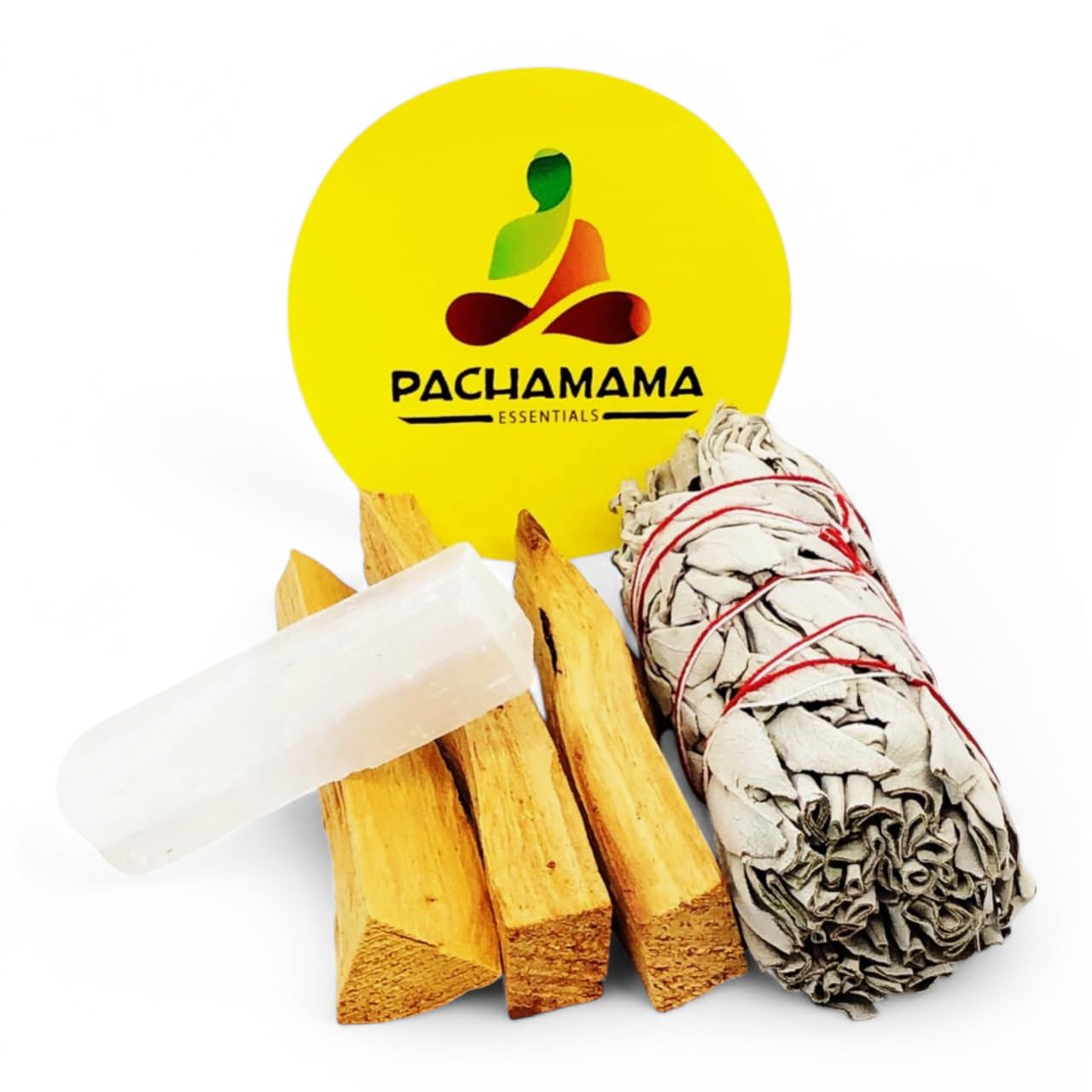 Organic White Sage (Salvia Apiana), Palo Santo (Holly Wood) & Selenite Stick. Healing kit palo Santo Sticks Smudge kit