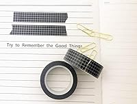Vista 3 de Juego de 10 rollos de cinta Washi de rejilla negra de 33 pies y 3/5 pulgadas de ancho, cintas adhesivas para manualidades, planificadores de álbumes