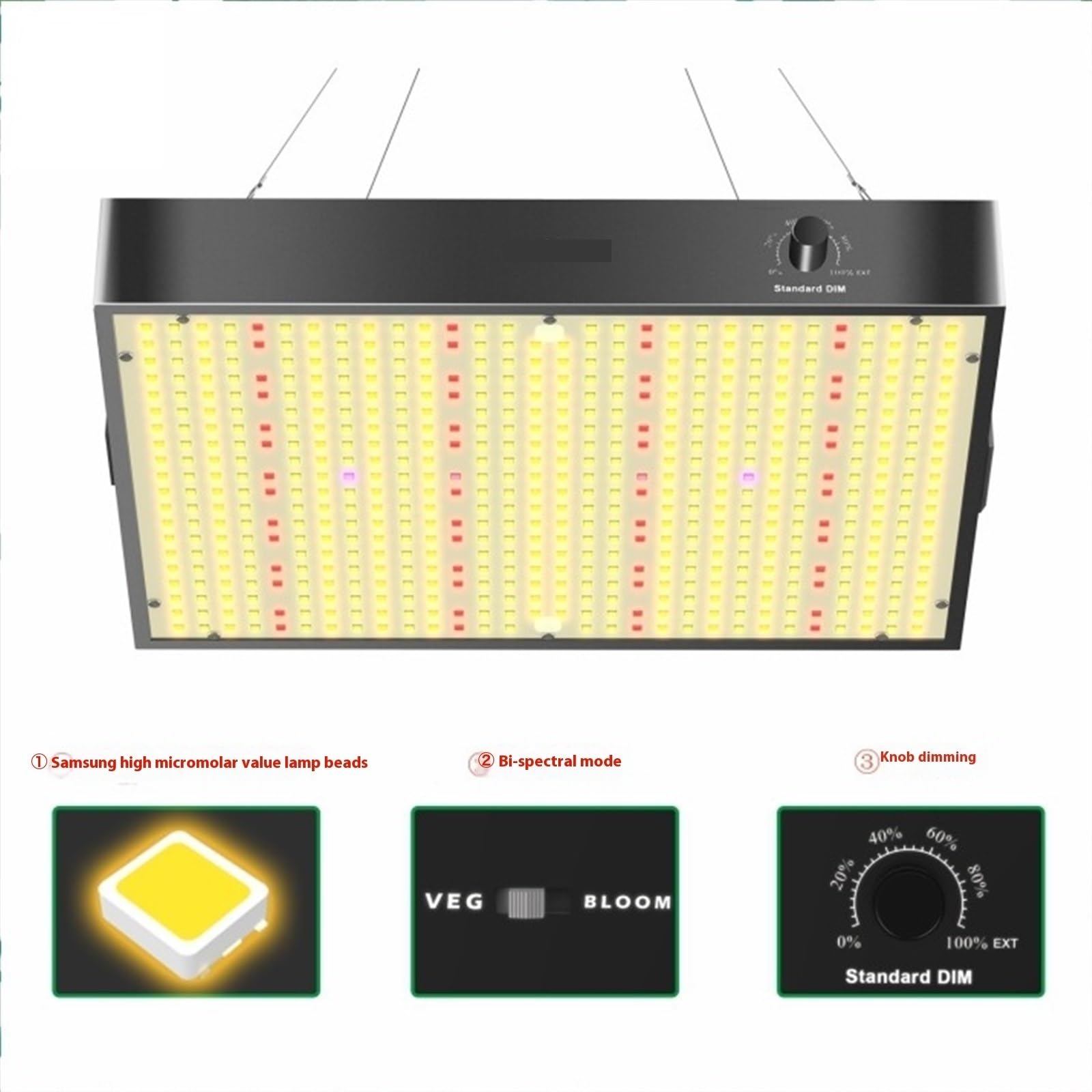 Grow Light, Lampada a LED for la coltivazione di piante a spettro completo da 1000 W, for la coltivazione di piante in serra, box for la coltivazione