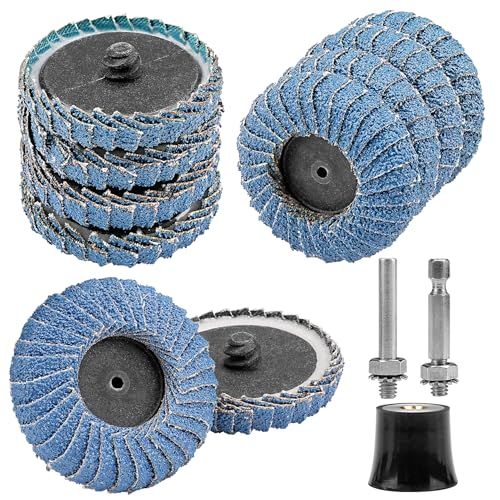 Junchamp - Junchamp 10PCS 60 Grit Curved Flap Disc 2 Inch Roll Lock Quick Change Sanding Discs 1pcs 1/4" Holder Surface Grinding Disc for Die Grinder Metal Surface Grind Burr Finish Weld Rust Paint Removal
