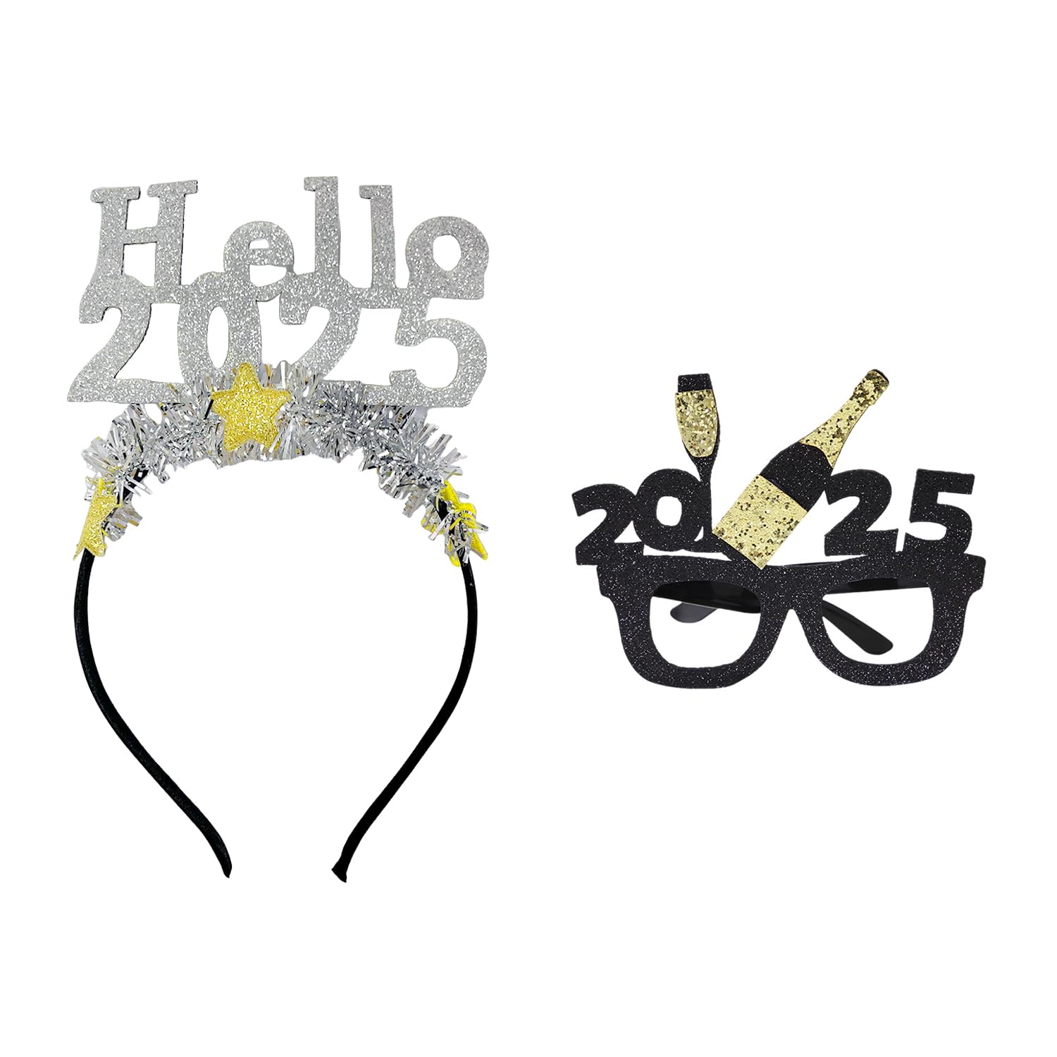 CYNOSURETECH 1 Piece Of 2025 Headband And 1 Piece Of Glasses, Photo Props, Party Accessories, Creative Headbands, Shiny Headbands, Party Supplies