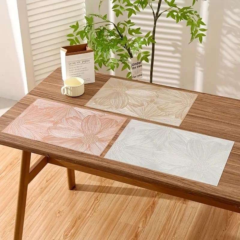 Image of Dakshya Industries Non-Slip PVC Table Placemats Set of 2 - Waterproof Rectangular Dining Mats 45x30 cm for Home & Kitchen (Copper)
