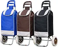 Carrinho de Compras com Rodas Dobrável Reforçado Bolsa Impermeável Multiuso 30kg (Preto)