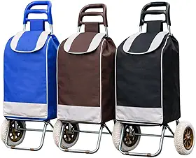 Carrinho de Compras com Rodas Dobrável Reforçado Bolsa Impermeável Multiuso 30kg (Preto)