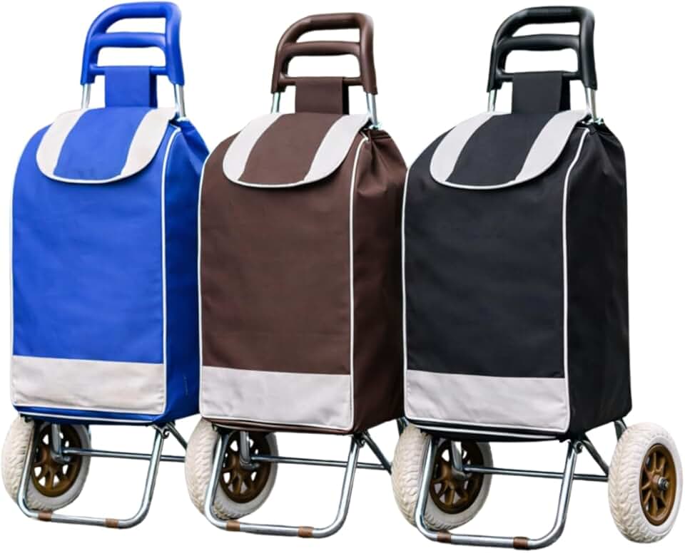 Carrinho de Compras com Rodas Dobrável Reforçado Bolsa Impermeável Multiuso 30kg (Preto)