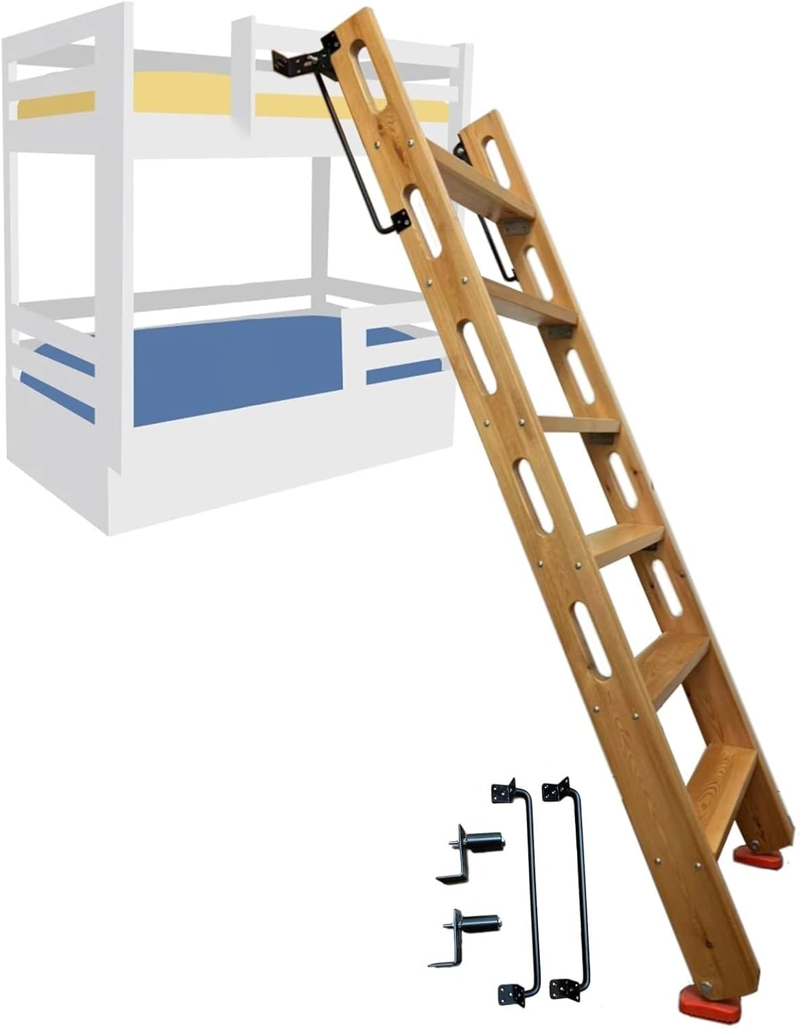 Échelle de lit mezzanine en bois robuste avec supports et pieds antidérapants