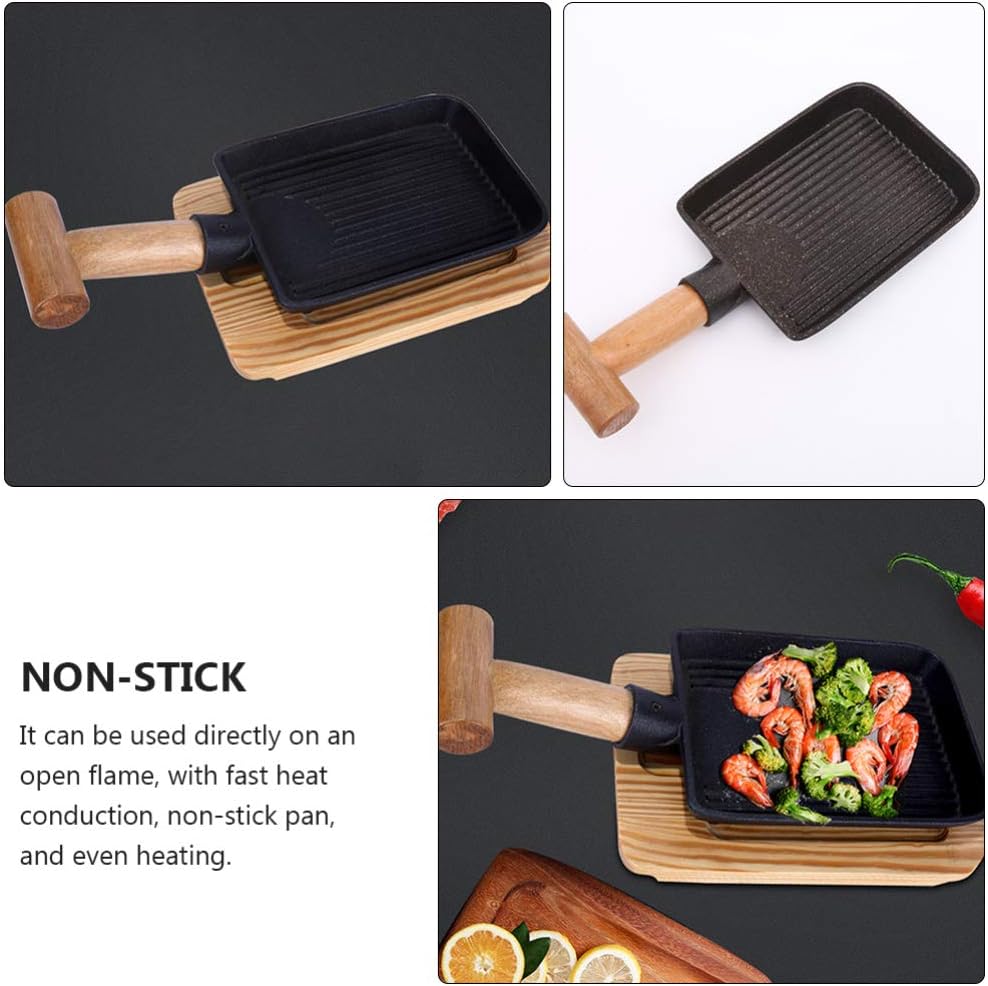 Hemoton Skillet Griddle for Stove Top Non-stick Grilling Pan Bbq Frying Tray Alloy Frying Plate Easy to Clean