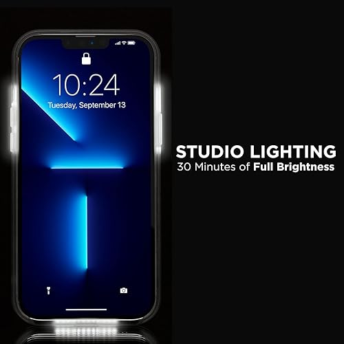 Miniatura 2 de LuMee Halo - Funda iluminada para selfie para iPhone 13 y 13 Pro - Iluminación LED ajustable incorporada - 6.1 pulgadas - Mármol blanco metálico rosa