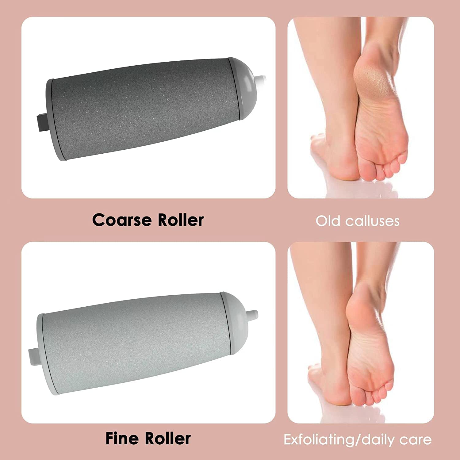Electric Foot File, Electric Foot Callus Remover, USB Rechargeable Waterproof Hard Skin Remover Foot with 2 Rollers 2 Speed LED Light, Professional Pedicure Tool for feet Cracked Heels - Image 3