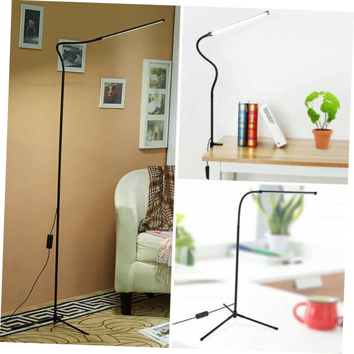 Lampada da Tavolo con Collo di Cigno Regolabile Nera | Luce Antiriflesso senza Sfarfallio, Struttura in Alluminio e Ferro, con Clip