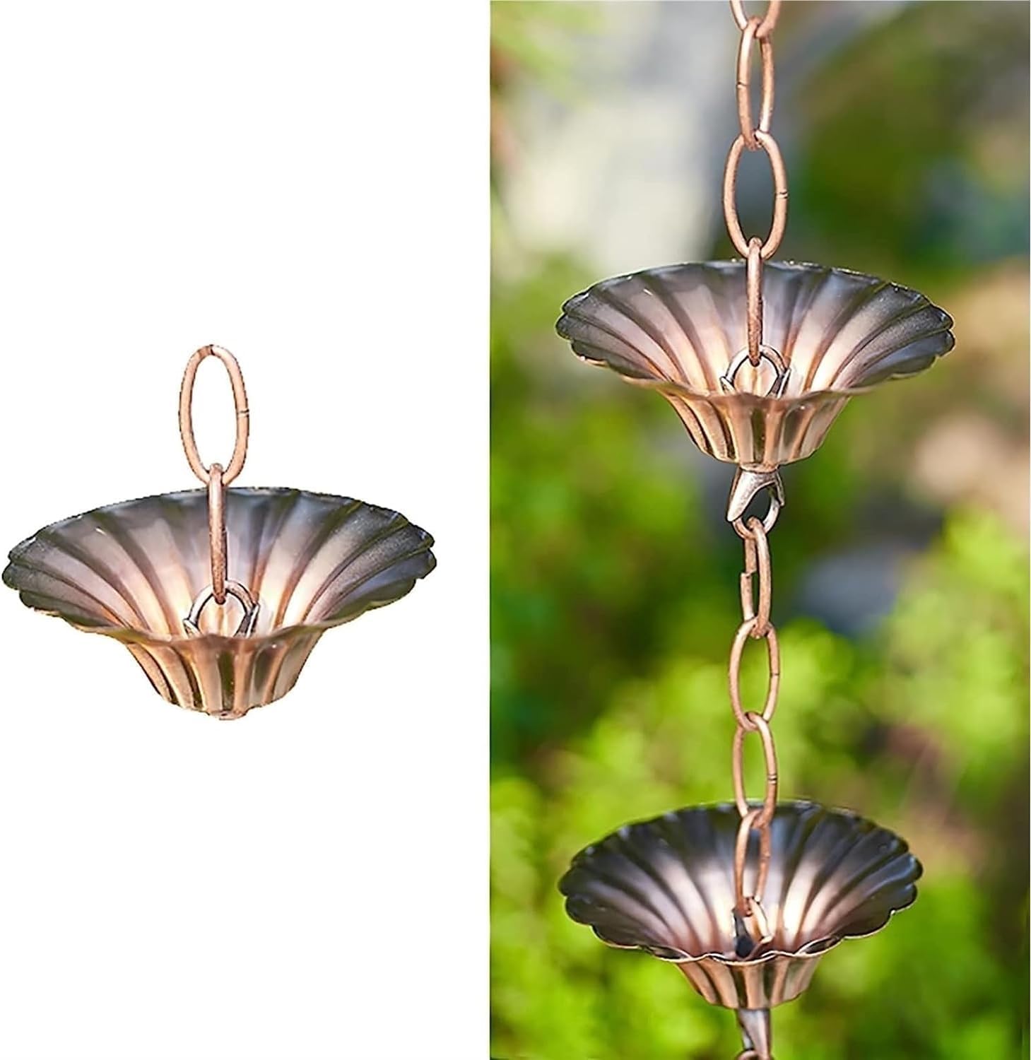 Cuttable Downpipe Rain Chain, Gutter Vintage Rain Catcher, Metal Iron Rain Chain for Porch(Style4,3m/10ft)