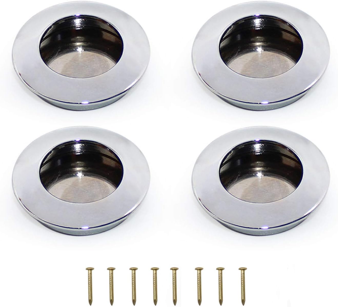 S-H Artisan-SH 4 Pcs Door Recessed Handles for Recessed Cabinet Sliding Door Handles, Wardrobe Slide Door Handles- Finger Door Pulls Handle with Hidden Concealed Screws