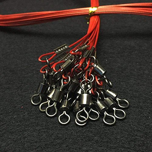 ICYANG 10pcs 150LB Fishing Wire Leaders, Heavy Duty Stainless Steel Fishing Line Leaders with Swivels and Snaps, High-Strength, Red, Length 19\", Diameter 0.04\"