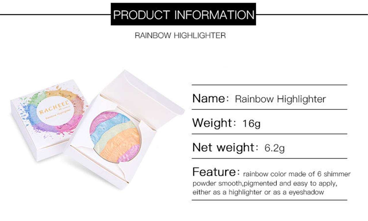 Pro 6 colores 3D horneado arco iris resaltador sombra de ojos paleta de maquillaje de Navidad colorete cosmético brillo polvo contorno kit unicornio rubor 8