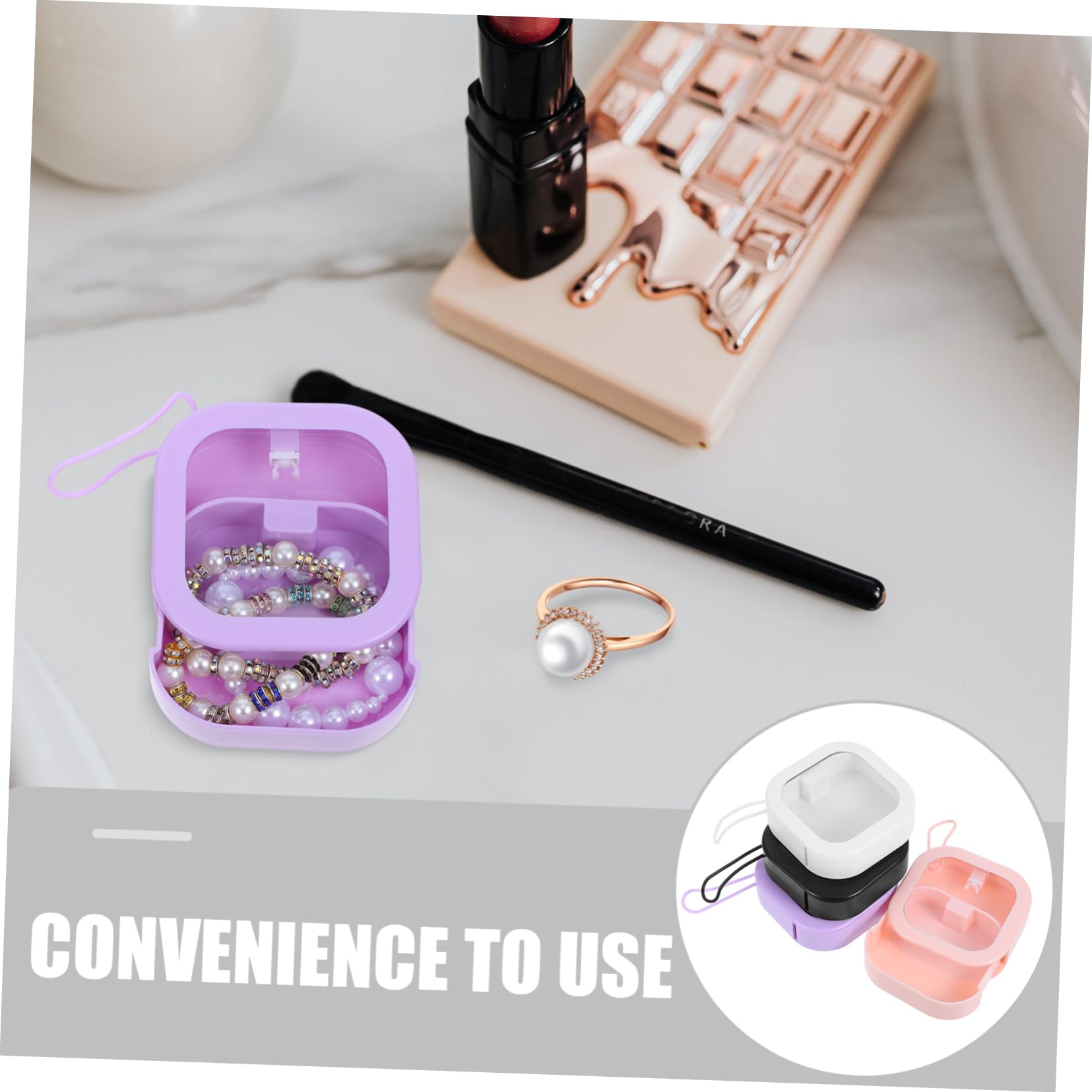 BESTOYARD Set 4 Pezzi Bauletto Portagioie da Viaggio in ABS e TPE Design Multifunzione e Interno Spazioso per Uso Quotidiano e Viaggi di Lavoro