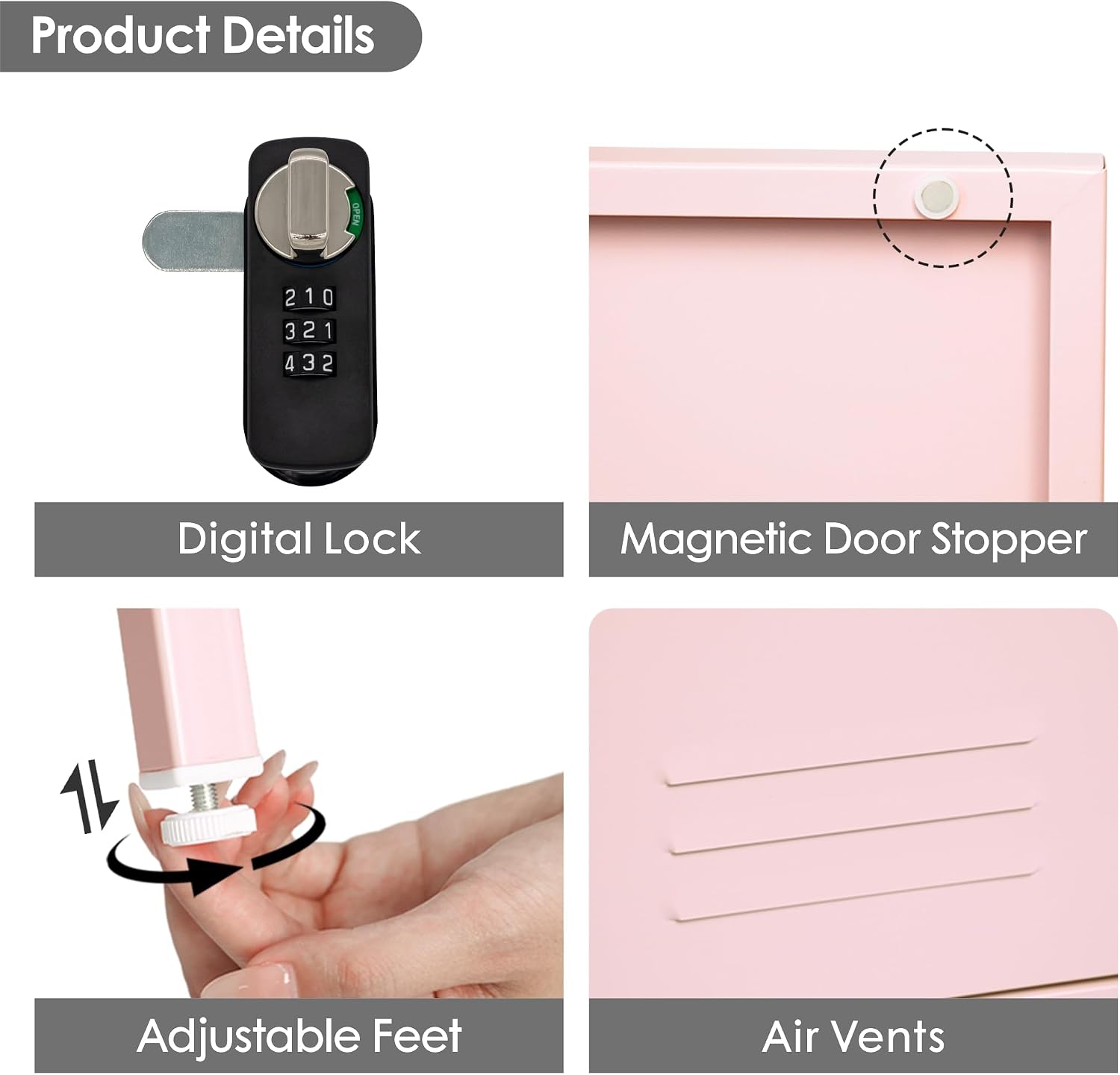 Metal Pantry Storage Cabinet Locking Storage Cabinet Office Storage Cabinet for School Gym Kitchen (Pink)