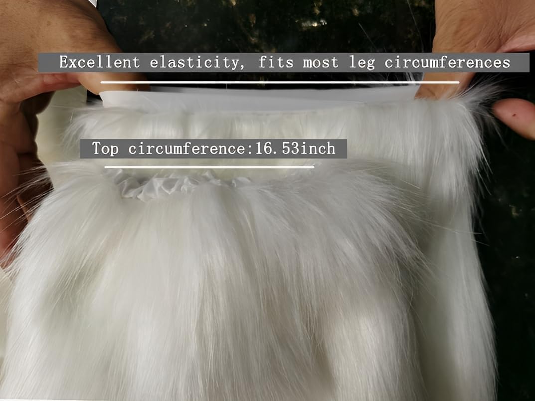 Women's Fur Leg Warmers Sexy Furry Fuzzy Leg Warmers Soft Boot Cuffs Cover, 40CM - Image 6