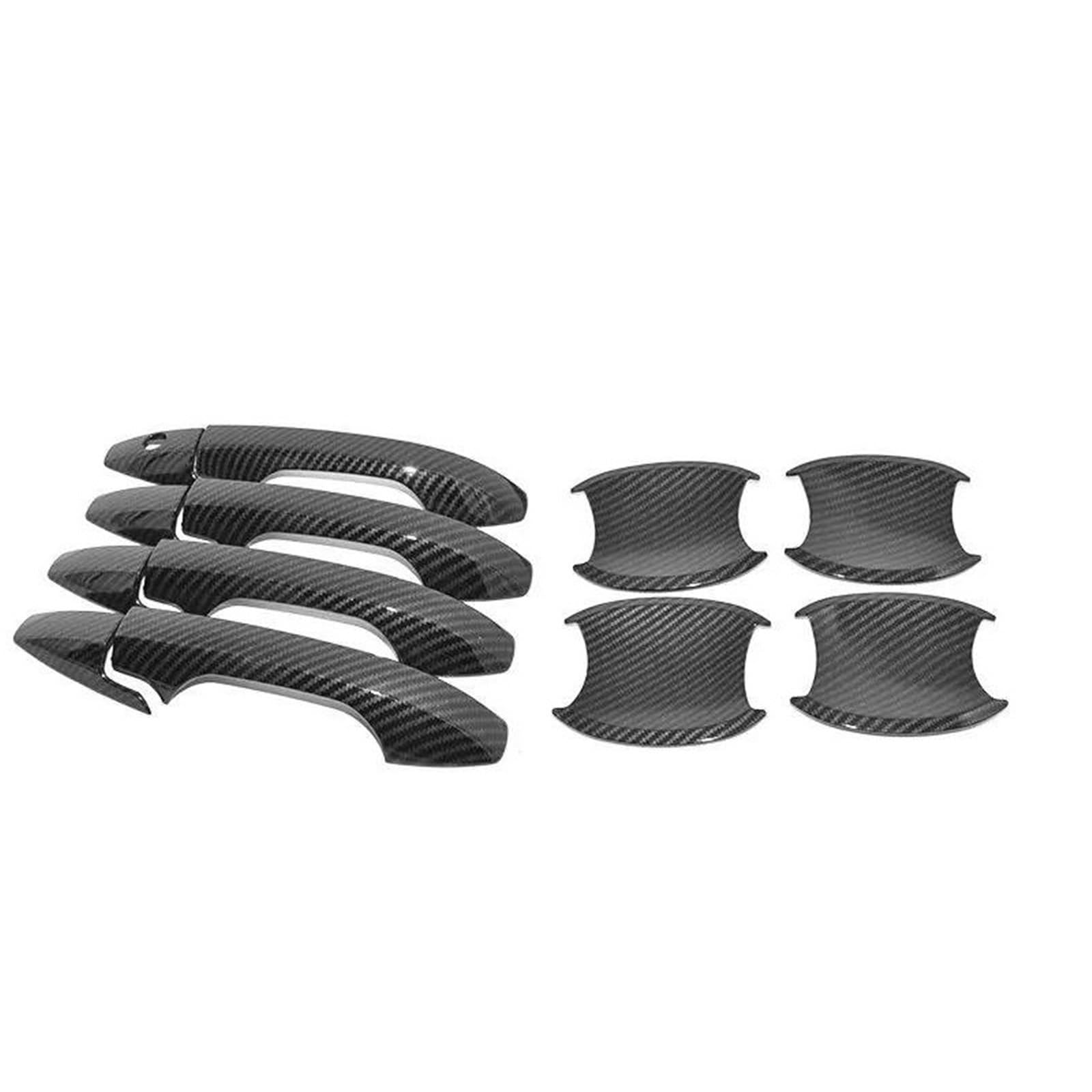 PIWINE Handle Sticker for CRV 2007-2011 Glossy Black Carbon Fiber Chrome Car Door Handle Cover Decor Trim Sticker Styling Accessories(Carbon Handle-Bowl)