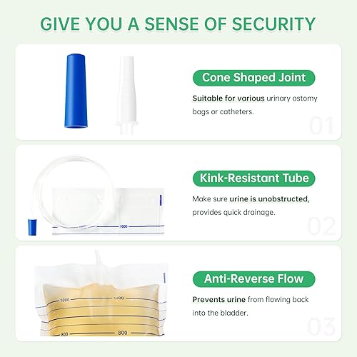 Miniatura 8 de 10 paquetes de bolsas de drenaje urinario de 3.9 onzas líquidas con válvula antirreflujo + 2 soportes para bolsa de pierna de catéter para un apoyo